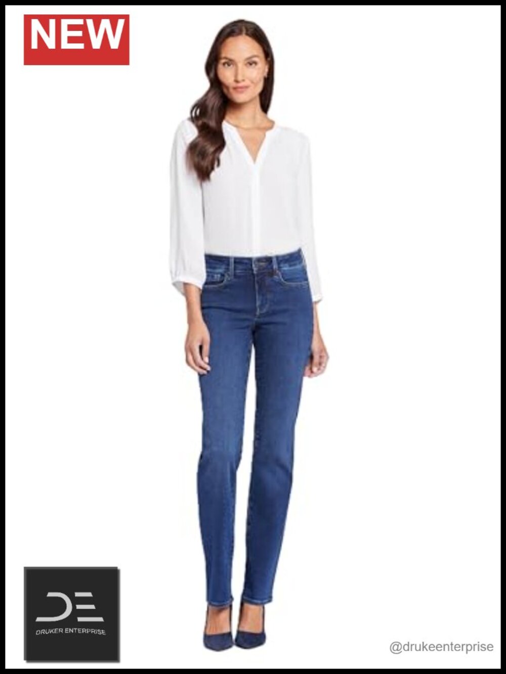 NYDJ Petite Marilyn Straight Jeans Lift Tuck Denim 30" Inseam